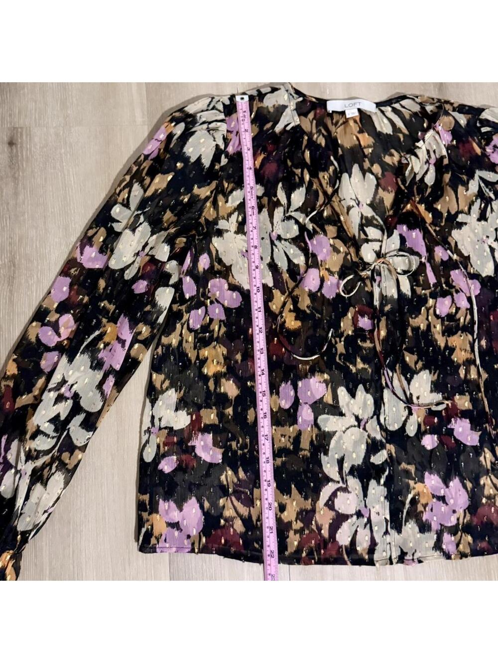 Loft Black Sheer Floral Blouse - Picture 5 of 5